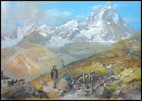 Mountain Paintings The Cervin from Breuil. J.R. monogram  c1850